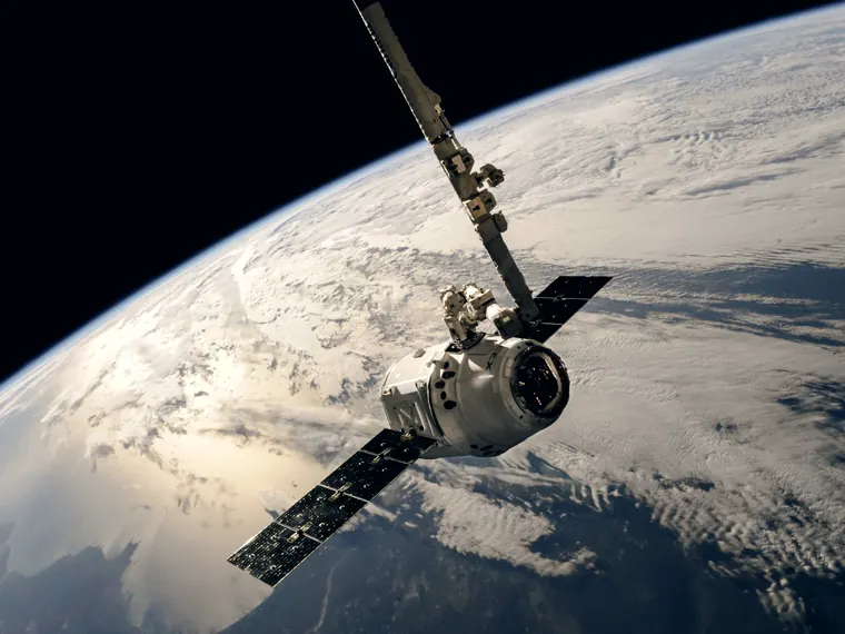 A spacecraft in low Earth orbit.